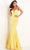 Jovani - 03445 Strapless Plunging Sweetheart Neck Sequin Gown Prom Dresses 00 / Yellow