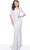 Jovani - 03642 Asymmetric Neck Trumpet Dress Evening Dresses 00 / Silver