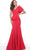 Jovani - 03856 Bow Accent One Shoulder Peplum Waist Mermaid Gown Evening Dresses 00 / Red