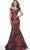 Jovani - 03932 Off Shoulder Floral Satin Mermaid Gown Evening Dresses