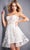 Jovani - 04109 Floral Appliques Illusion Corset Fit And Flare Dress Homecoming Dresses 00 / Off-White