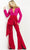 Jovani - 04148 Two Piece Two Tone Pantsuit Evening Dresses 00 / Red/Fuchsia