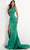 Jovani - 04222 Split One-Shoulder High Leg Slit Evening Gown Evening Dresses 00 / Green