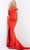 Jovani - 04222 Split One-Shoulder High Leg Slit Evening Gown Evening Dresses 00 / Tomato