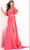 Jovani - 04350 Off Shoulder Crepe Evening Dress With Long Cape Prom Dresses 00 / Lip Stick