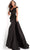 Jovani - 04460 Off Shoulder Embellished Dress With Overskirt Evening Dresses 00 / Black