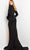 Jovani - 04501 V Neckline Feathered Sleeve Slit Gown Evening Dresses