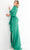 Jovani - 04841 Long Sleeve Ruffle Drape High Slit Evening Dress Evening Dresses