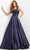 Jovani 04953 - Asymmetric A-Line Formal Dress Prom Dresses 00 / Navy