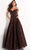 Jovani - 05017 Embellished Off Shoulder Gown With Pockets Evening Dresses 00 / Brown