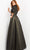 Jovani - 05075 Quarter Sleeve V-Neck Metallic Dress Evening Dresses