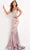 Jovani - 05100 Strapless V-Neck Sequin Embellished Mermaid Gown Prom Dresses 00 / Pink