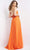 Jovani - 05971 Strapless Pleated Chiffon Gown Special Occasion Dress In Orange
