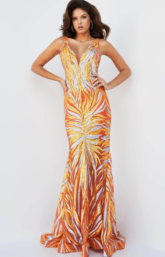 Jovani 06153 Sequin Illusion Trumpet Prom Dress
