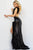 Jovani - 06164 Feather Trimmed High Slit Long Dress Prom Dresses
