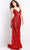 Jovani - 06203 Embellished V-Neck Backless Sheath Dress Prom Dresses 00 / Red