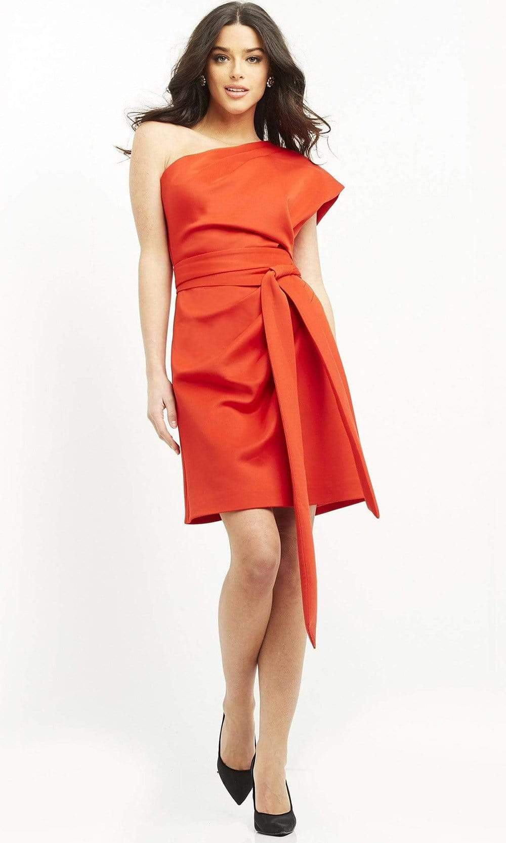 Jovani - 52252 Ruffled Shoulder Short Formal Scuba Dress – Couture Candy