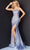 Jovani - 06394 Chevron Sequin Strapless High Slit Gown Special Occasion Dress