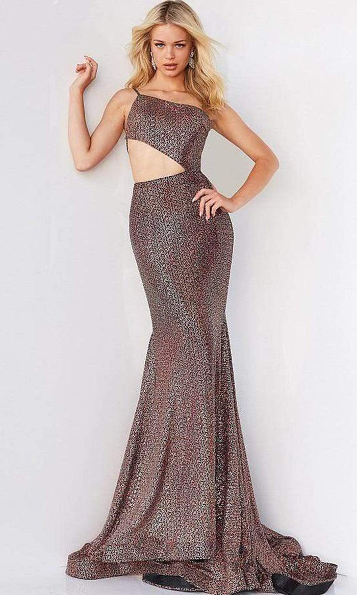 Jovani - 06422 Side Cut Out Sculpted Gown Evening Dresses 00 / Multi