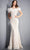 Jovani - 06451 Feather Off-Shoulder Allover Lace Mermaid Gown Prom Dresses 00 / Ivory