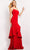 Jovani - 06509 Asymmetric Plain Wrapped Trumpet Gown Special Occasion Dress 00 / Red