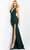 Jovani - 06579 Low V-Neck High Slit Glitter Evening Gown Prom Dresses