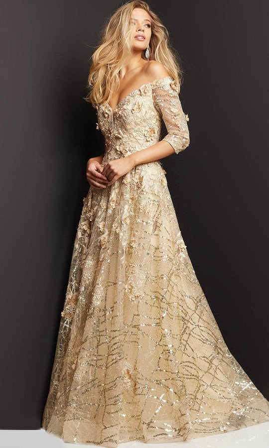 Jovani 06636 - Quarter Sleeve Mother of the Bride Gown