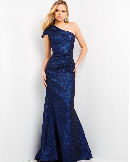 Jovani - 06751 One Shoulder Metallic Jacquard Junior Prom Dress