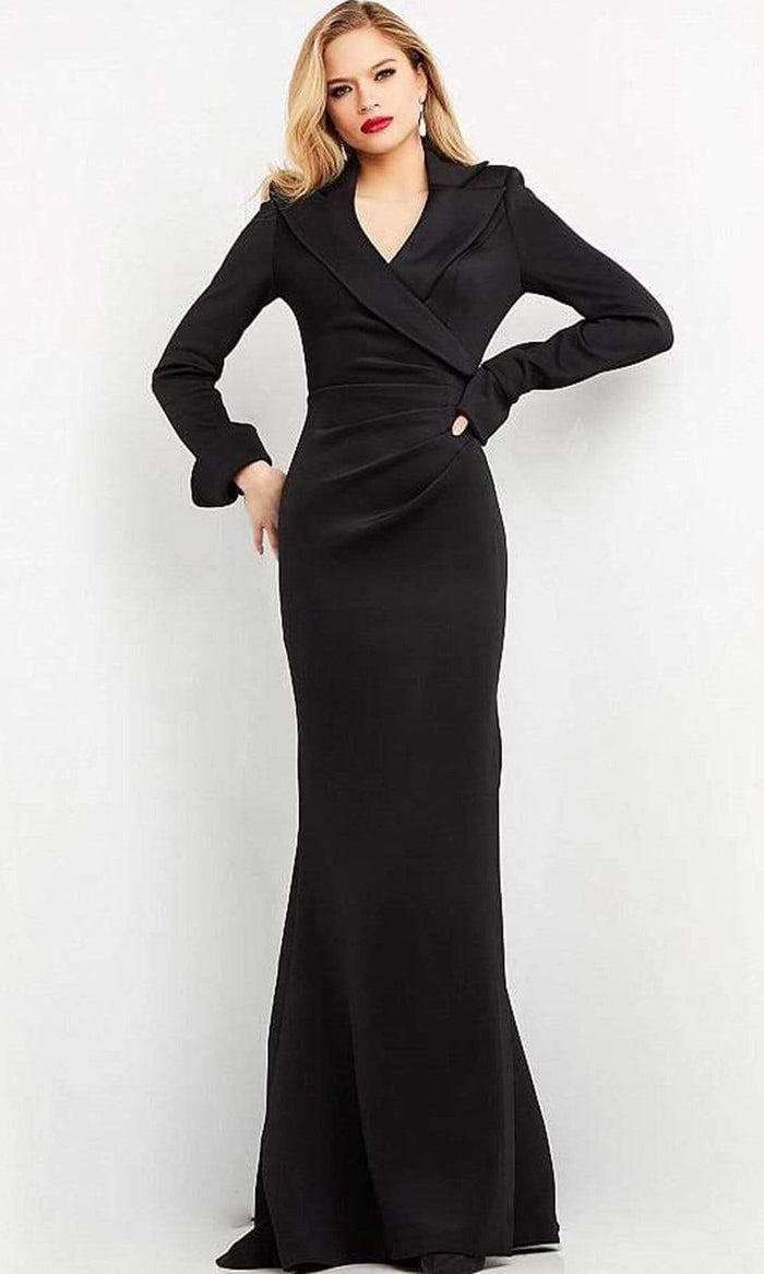 Jovani - 06774 Collared Modest Evening Dress Evening Dresses 00 / Black