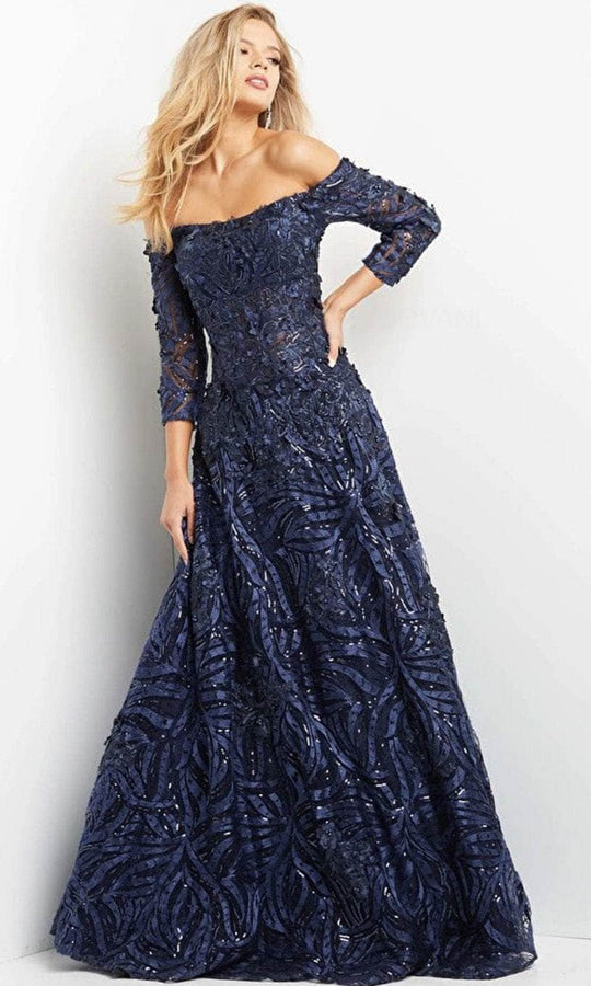 Jovani 06792 - Off-shoulder Straight Across Long Gown