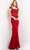 Jovani - 06825 Square Neck Lace Sheath Evening Gown Special Occasion Dress 00 / Cranberry