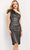 Jovani - 06834 Metallic Jacquard Asymmetric Midi Dress Cocktail Dresses 00 / Coffee