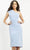 Jovani - 06835 One Shoulder Bodice Sheath Knee-Length Crepe Dress Special Occasion Dress 00 / Light-Blue