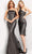 Jovani - 06867 Metallic Jacquard Asymmetric Neck Evening Gown Evening Dresses