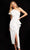 Jovani - 06918 Asymmetric One Shoulder Tea-Length Sheath Dress Cocktail Dresses 00 / White