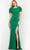Jovani - 07011 Bateau Neck Modest Slit Dress Special Occasion Dress 00 / Emerald