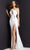 Jovani - 07173 Crystal Brooch Cutout Long Gown Special Occasion Dress 00 / Off-White