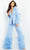 Jovani 07218 - Embellished Feather Fringes Pantsuit Evening Dresses 00 / Perriwinkle