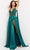 Jovani - 07249 Plunging Sweetheart A-Line Gown With Cape Prom Dresses 00 / Hunter