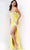 Jovani - 07272 Jewel Ornate High Slit Gown Special Occasion Dress 00 / Yellow