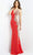 Jovani - 07275 V-Neck Sheer Side Embellished Gown Prom Dresses 00 / Red
