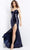 Jovani - 07407 Embellished Sweetheart Trumpet Gown Special Occasion Dress 00 / Navy