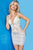 Jovani - 07668 Floral Applique Illusion Bodice Fitted Cocktail Dress Cocktail Dresses 00 / Ivory