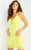 Jovani - 07669 Sequined Deep V Neck Sheath Dress Cocktail Dresses 00 / Yellow