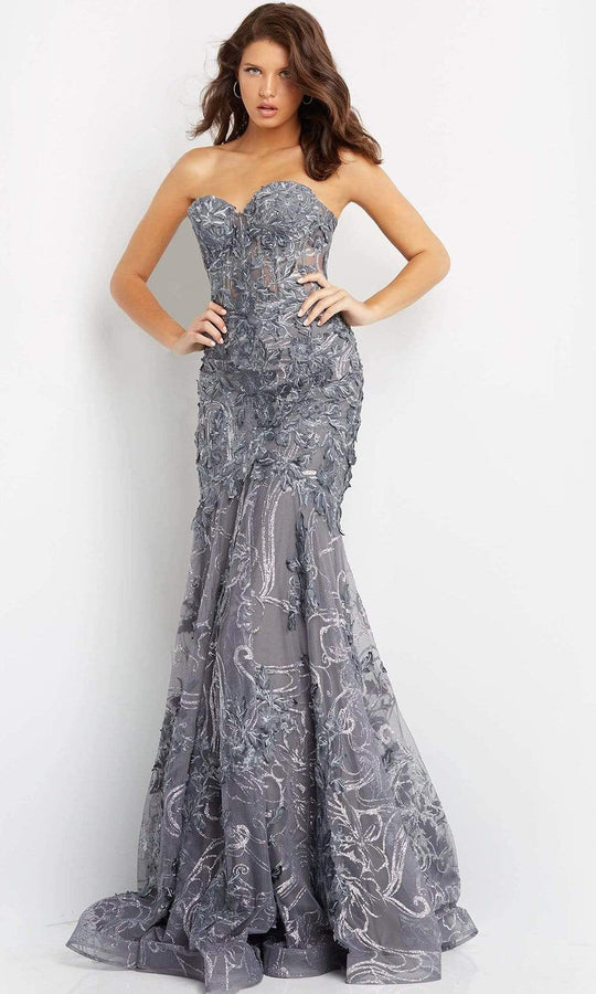 Jovani - 07935 Appliqued Sweetheart Mermaid Gown