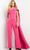 Jovani 07939 - Draped Cascade Jumpsuit Evening Dresses 00 / Fuchsia