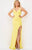 Jovani - 08153 Spaghetti Strap Glitter Gown Prom Dresses 16 / Yellow