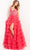 Jovani - 08238 Floral Lace Bodice Long Gown Special Occasion Dress 00 / Fuchsia