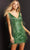 Jovani 08410 - V-Neck Fringed Cocktail Dress Cocktail Dresses 00 / Green