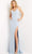 Jovani - 08466 Scoop Back High Slit Gown Special Occasion Dress 00 / Light-Blue